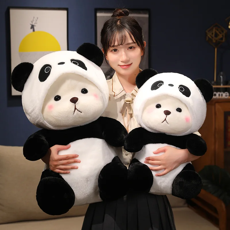 Naujas Kawaii Panda Pliušinis Žaislas, Minkšti Kimštiniai Lokys virsti Panda Gyvūnų Lėlės Puikus Stiliaus Sleeing Pagalvė Pagalvės Vaikams