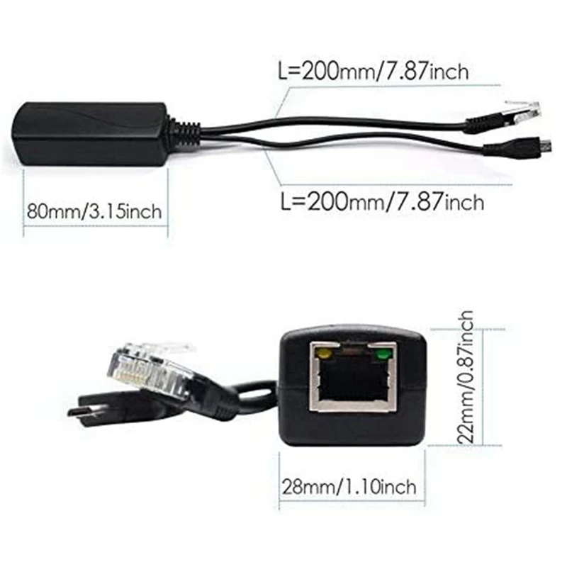 MOOL 2X Micro-USB POE Splitter 48V, Kad 5V2A/3A Mini USB Maitinimo Nacionalinį Standartą, Su Išmaniųjų Telefonų Įkrovimo