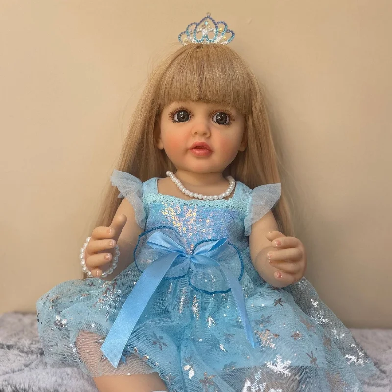 55CM Reborn Baby Doll viso Kūno Silikoninis Vandeniui atsparus Mažylis Mergina Lėlės Tikroviška, Minkšta Liesti Nekilnojamojo Ieškote Kūdikių Lėlės Reborn Lėles