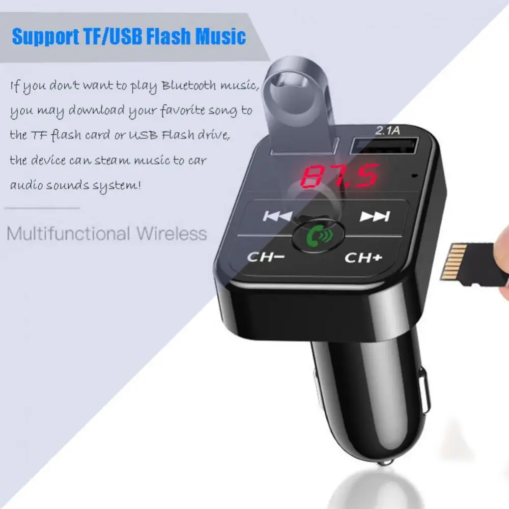 1~8PCS automobilinės laisvų Rankų įrangą Belaidžiu Bluetooth 5.0 FM Siųstuvas LCD MP3 Grotuvas, Automobilių Reikmenys Dual USB Įkroviklis FM Moduliatorius