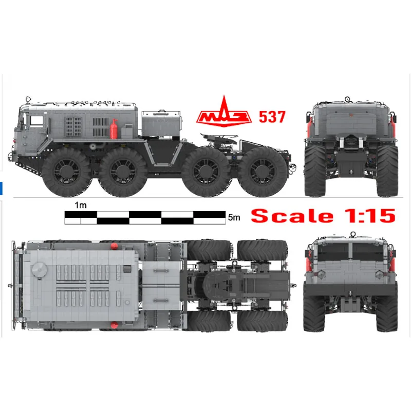 SS-124556 Elektros MAZ 5371 Armijos Sunkvežimių 1:15 Asamblėjos Sujungimas Building Block Modelis • 3549 Dalių Vaikams Gimtadienio Žaislą Dovanų