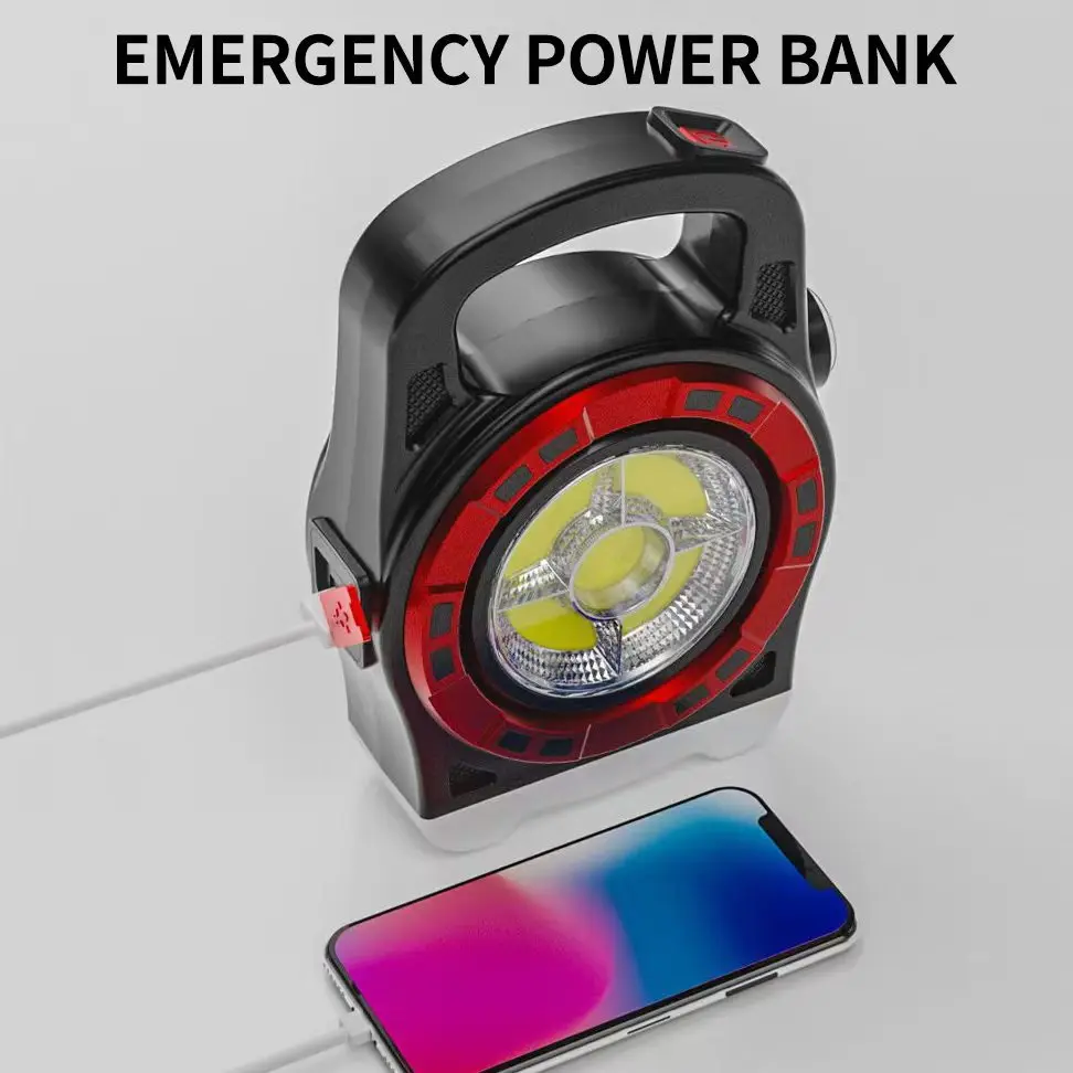 USB Saulės Įkrovimo Darbą Šviesos Portable LED Žibintuvėlis Kempingas Palapinė Žibintai Lauko Prožektorius Galia Banko Prožektorius Prožektorius