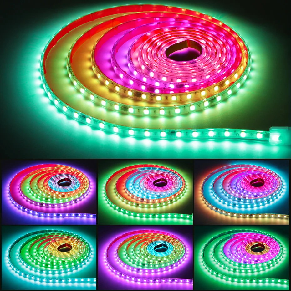 Dreamcolor RGBIC Led Šviesos Juostelės 220V 60LEDs/m Lipni Lanksti LED Juosta RGB Pritemdomi 5050 Vandeniui Smart 