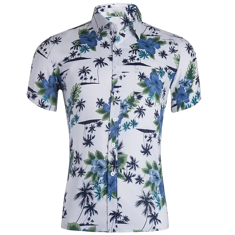 Havajų vyriški Marškinėliai Mados Trumpas Rankovės marškinėliai Atsitiktinis Atvartas Marškinėliai Vyrams Paplūdimio Single-breasted vyriški Drabužiai Turndown Palaidinė