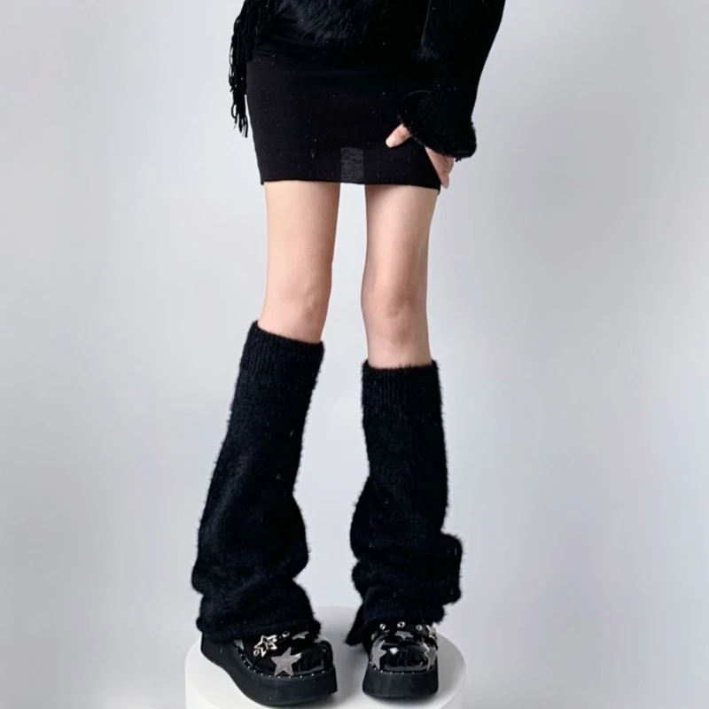 Moterų Užsiliepsnojo Prarasti Padengti Žiemos Furry Vientisos Spalvos Kojų Šildytuvus Streetwear