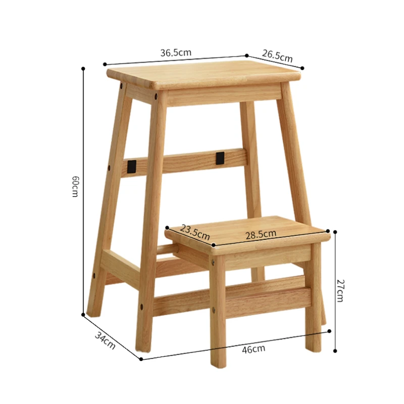 2 Žingsnis Kopėčios Šiuolaikinės Paprasta Aukštos Taburetės Virtuvėje Natūralaus Medžio masyvo Laiptais Kėdė Multi-funkcija Žingsnis Išmatose Lankstymo Saugojimas