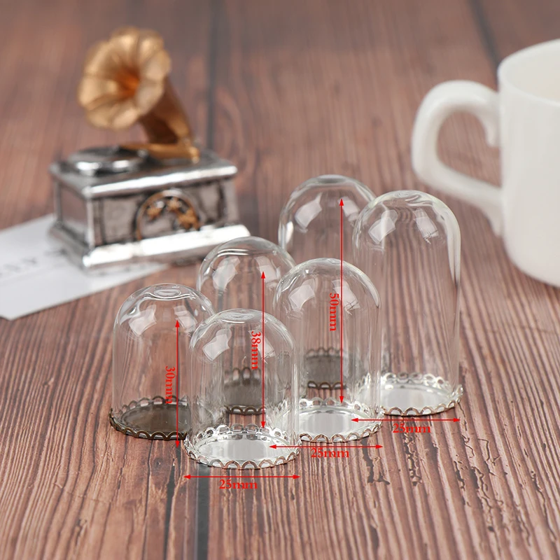 25mm Lėlių Stiklo Ekranas Bell Jar su Pagrindo Stiklo Buteliukai Pakabukas Stiklo Butelis