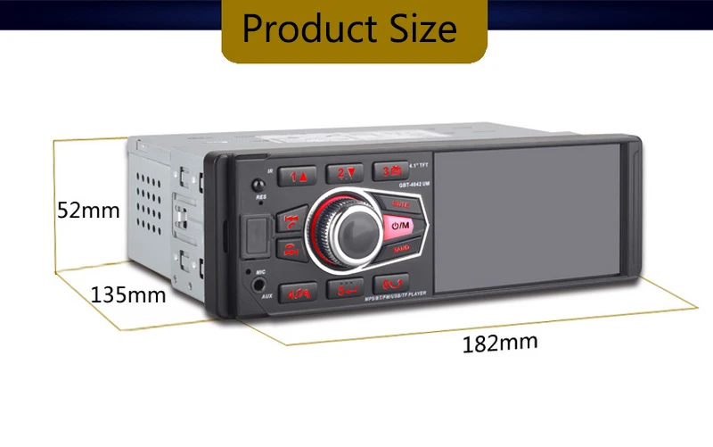 1Din Automobilio Radijo Vairas/ Nuotolinio Valdymo FM/USB/AUX in/SD Galinio vaizdo Kamera, 