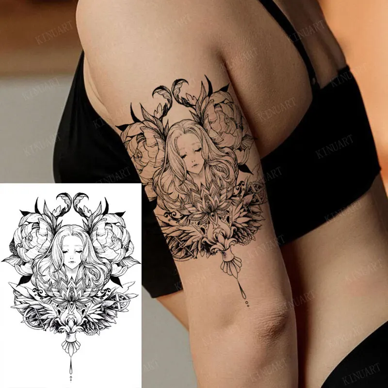 Juodas Drugelis Laikinas Tatuiruotes, Dideli Gėlių Netikrą Tatuiruotę Lipdukas Moterims 