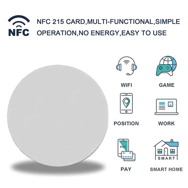 50Pcs Ultralight Etiketės 25 Mm Skersmens Smart Korteles NFC Kortele NFC NTAG215 Monetos Smart Cards
